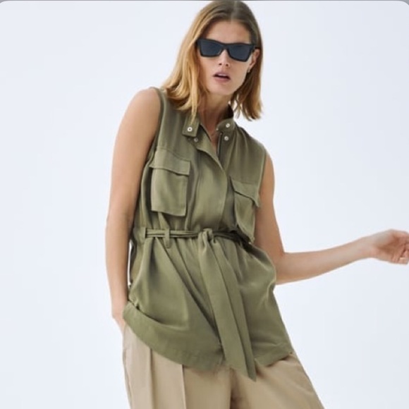 Zara Vest Women’s Khaki Green -Size Small - Picture 1 of 6